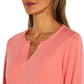 Orvis Women's Three Quater Sleeve Split Neck Soft Pima Cotton Blouse Top