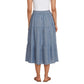 Matty M Women's Linen Blend Side Slit Pockets Tiered Midi Skirt