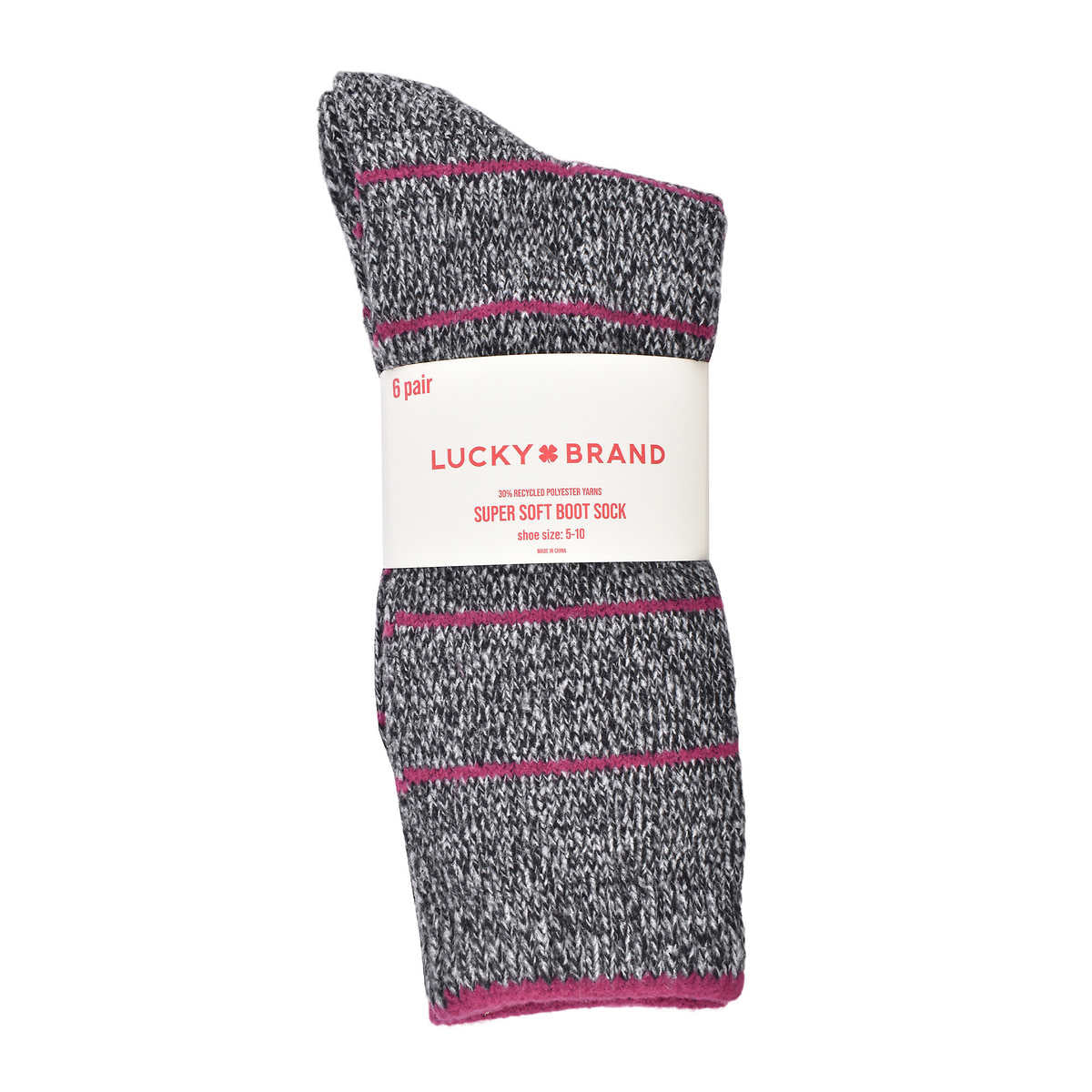 Lucky Brand Women's 6-Pair Shoe Size: 5-10 Super Soft Yarn Cozy Boot Socks
