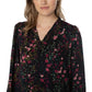 Well Worn Women's Floral Print Ruffle Neck Lightweight Button Front Blouse