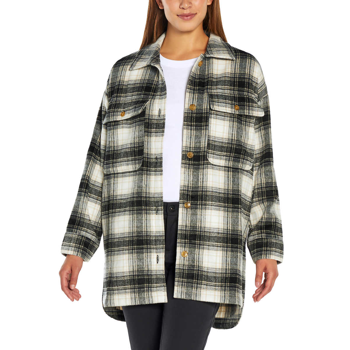 Banana Republic Women's Plaid Midweight Button-up Shirt Jacket