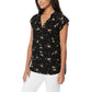 Buffalo Women's Floral Print Flutter Sleeve Lightweight Woven Top Blouse