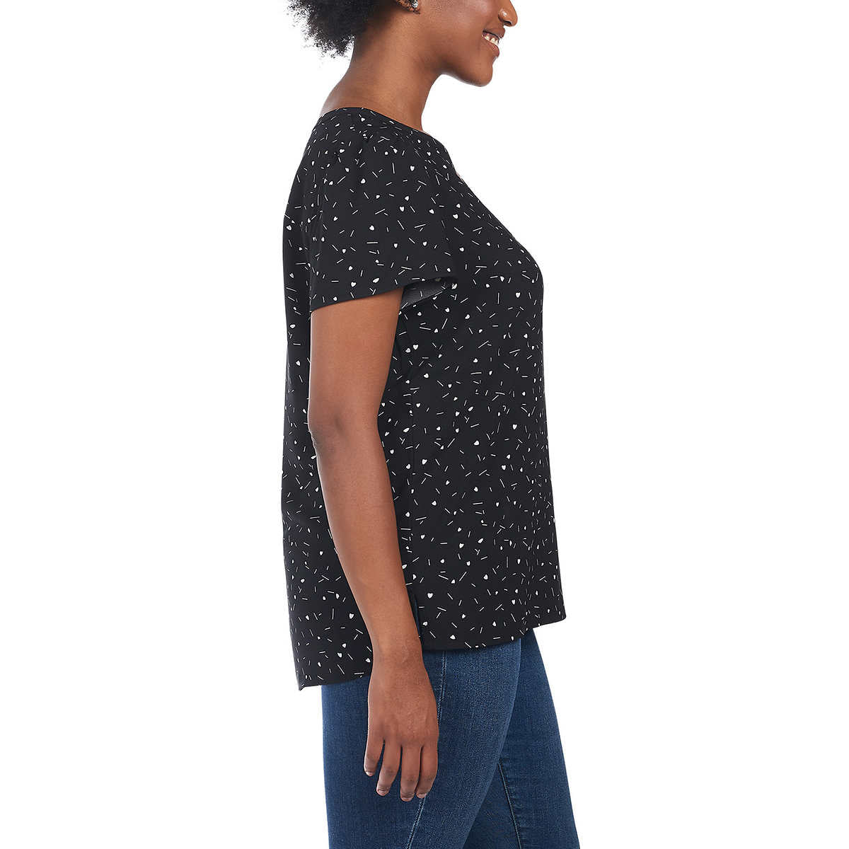 Hilary Radley Women's V-Neck Flutter Sleeves Lightweight Printed Blouse Top