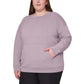 Mondetta Women's Soft Brushed Fleece Kangaroo Pocket Crewneck Top Casual Active Sweatshirt