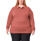 Mondetta Women's Collared Relaxed Fit Soft Fleece Sweatshirt Pullover Top