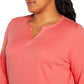 Orvis Women's Three Quater Sleeve Split Neck Soft Pima Cotton Blouse Top