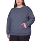 Mondetta Women's Soft Brushed Fleece Kangaroo Pocket Crewneck Top Casual Active Sweatshirt