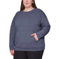 Mondetta Women's Soft Brushed Fleece Kangaroo Pocket Crewneck Top Casual Active Sweatshirt