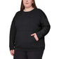 Mondetta Women's Soft Brushed Fleece Kangaroo Pocket Crewneck Top Casual Active Sweatshirt