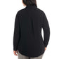 Dalia Women's Long sleeve High Low Hem Woven Button Down Blouse Top