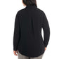 Dalia Women's Long sleeve High Low Hem Woven Button Down Blouse Top