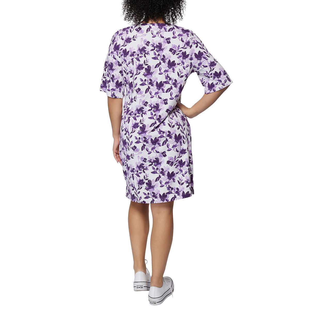 Hang Ten Women's Floral Print UPF 50+ Moisture Wicking Soft Cotton Blend Mini Sun Dress