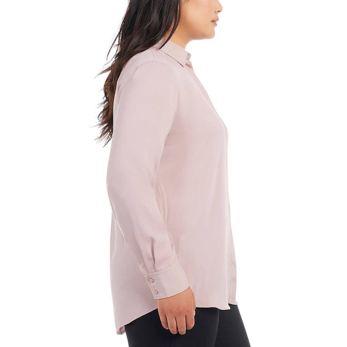 Dalia Women's Long sleeve High Low Hem Woven Button Down Blouse Top