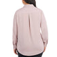 Dalia Women's Long sleeve High Low Hem Woven Button Down Blouse Top