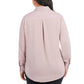 Dalia Women's Long sleeve High Low Hem Woven Button Down Blouse Top