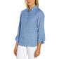 Orvis Women's Soft Lightweight Linen Blend Long Sleeve Top Button Up Shirt