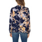 Well Worn Women's Floral Print Ruffle Neck Lightweight Button Front Blouse