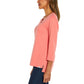 Orvis Women's Three Quater Sleeve Split Neck Soft Pima Cotton Blouse Top