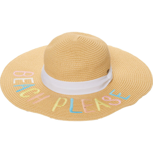 C.C. Women's Beach Please UPF 50+ Wide Brim Paper Straw Hat