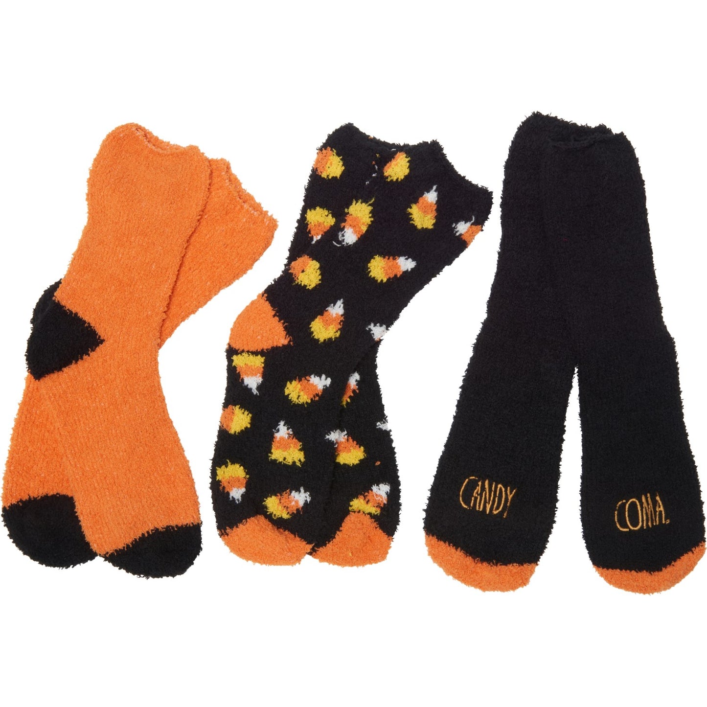 Rae Dunn Women's 3-Pack Soft Plush Halloween Candy Witch Cozy Crew Socks