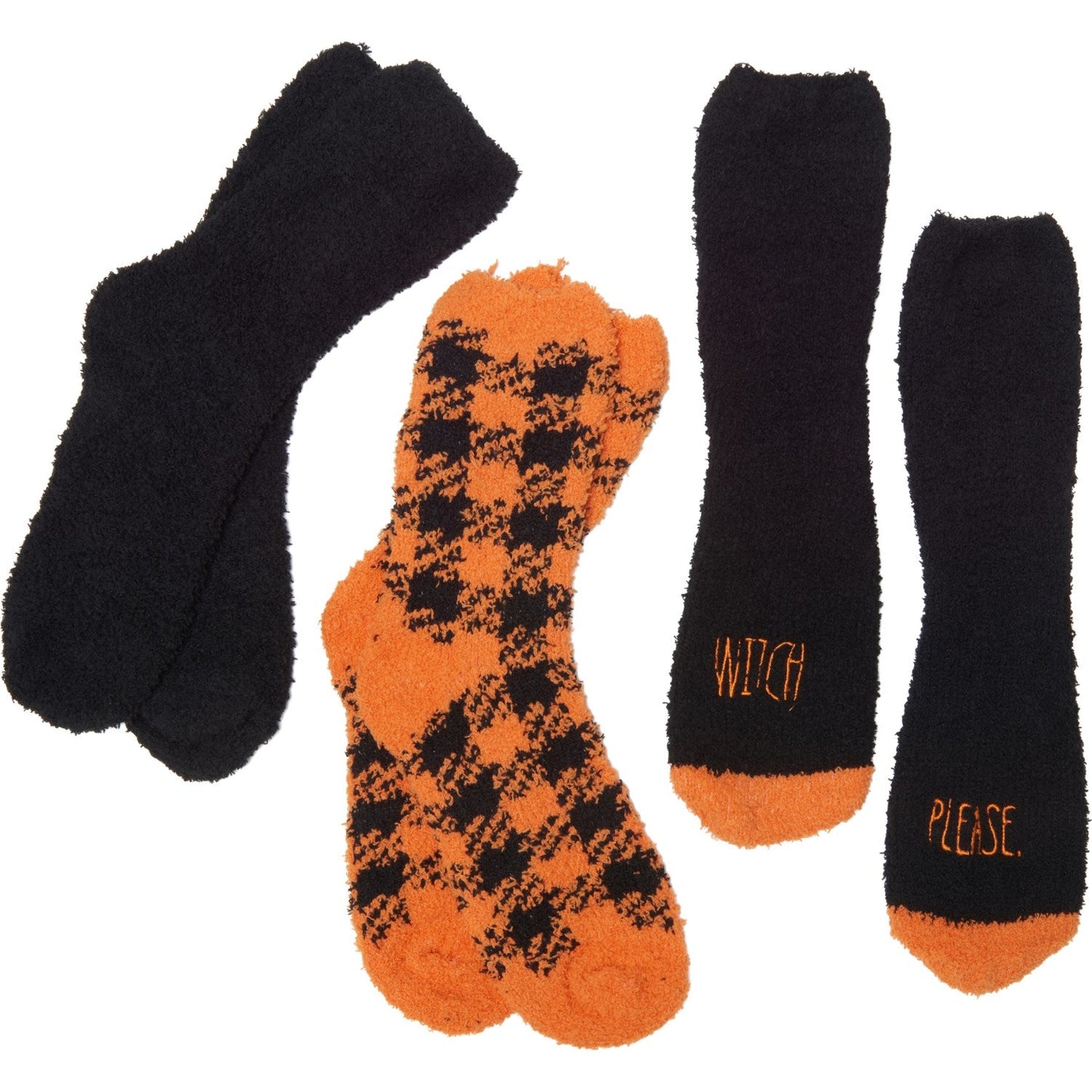 Rae Dunn Women's 3-Pack Soft Plush Halloween Witch Cozy Crew Socks