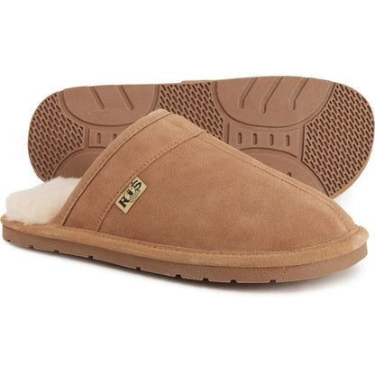 RJ FUZZIES Men's Cozy Wool Scuff Suede Comfort Slip-on Style Slippers