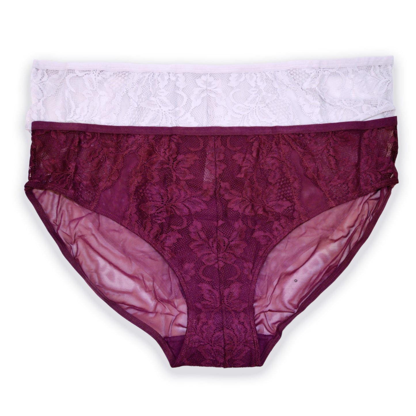 Ambrielle Women's Set of 2 Floral Lace Mesh Hipster Panties