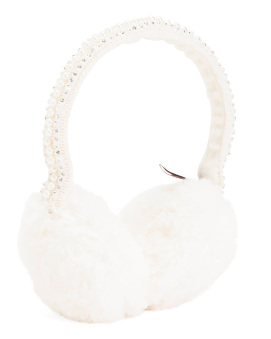 Christian Siriano Women's Pearl Band Faux Fur Earmuffs