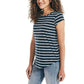 Nautica Women's Keyhole Back Soft Cotton Blend Stripe T-Shirt