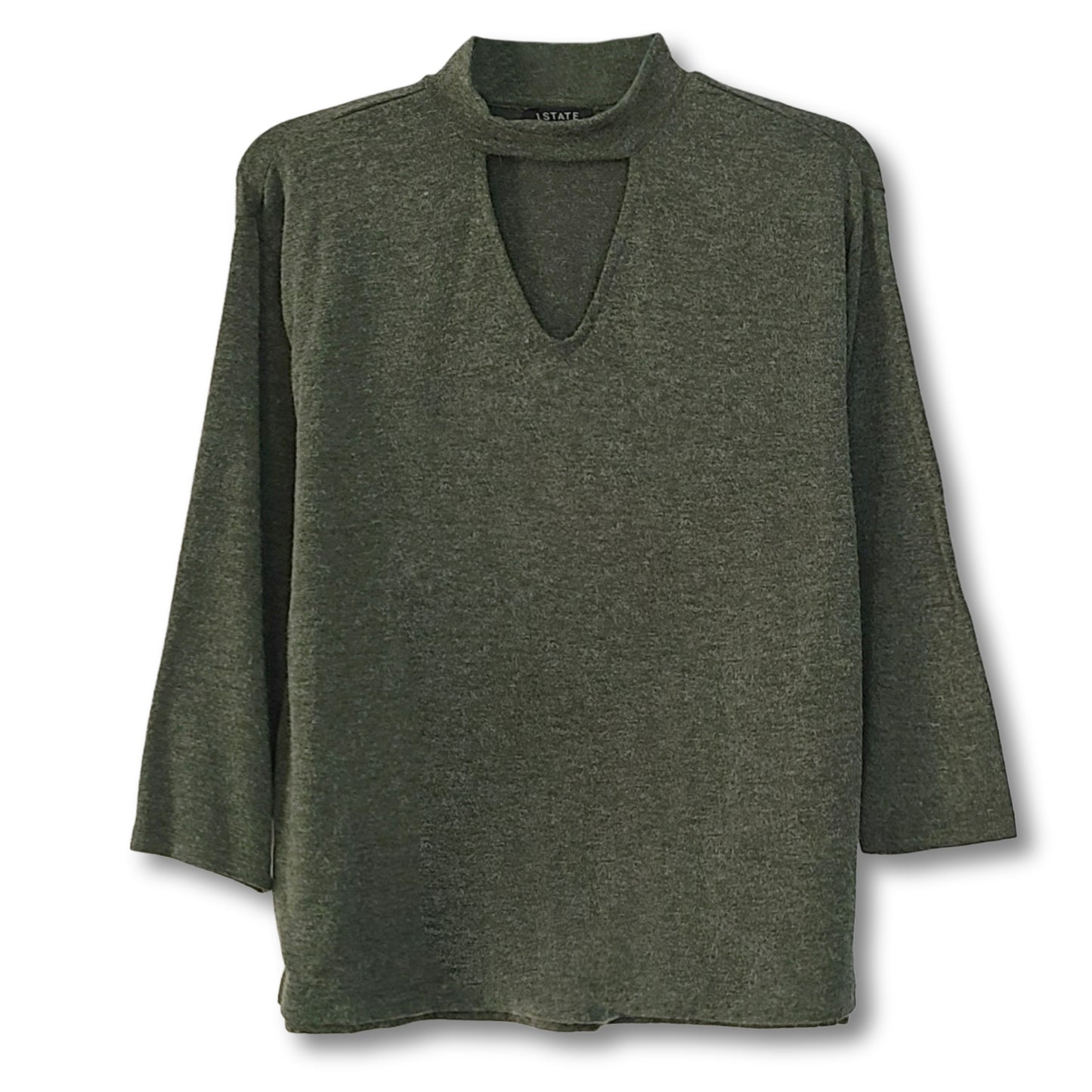 1.STATE Women's Plus Long Sleeve Drop Shoulder Keyhole Top Sweater