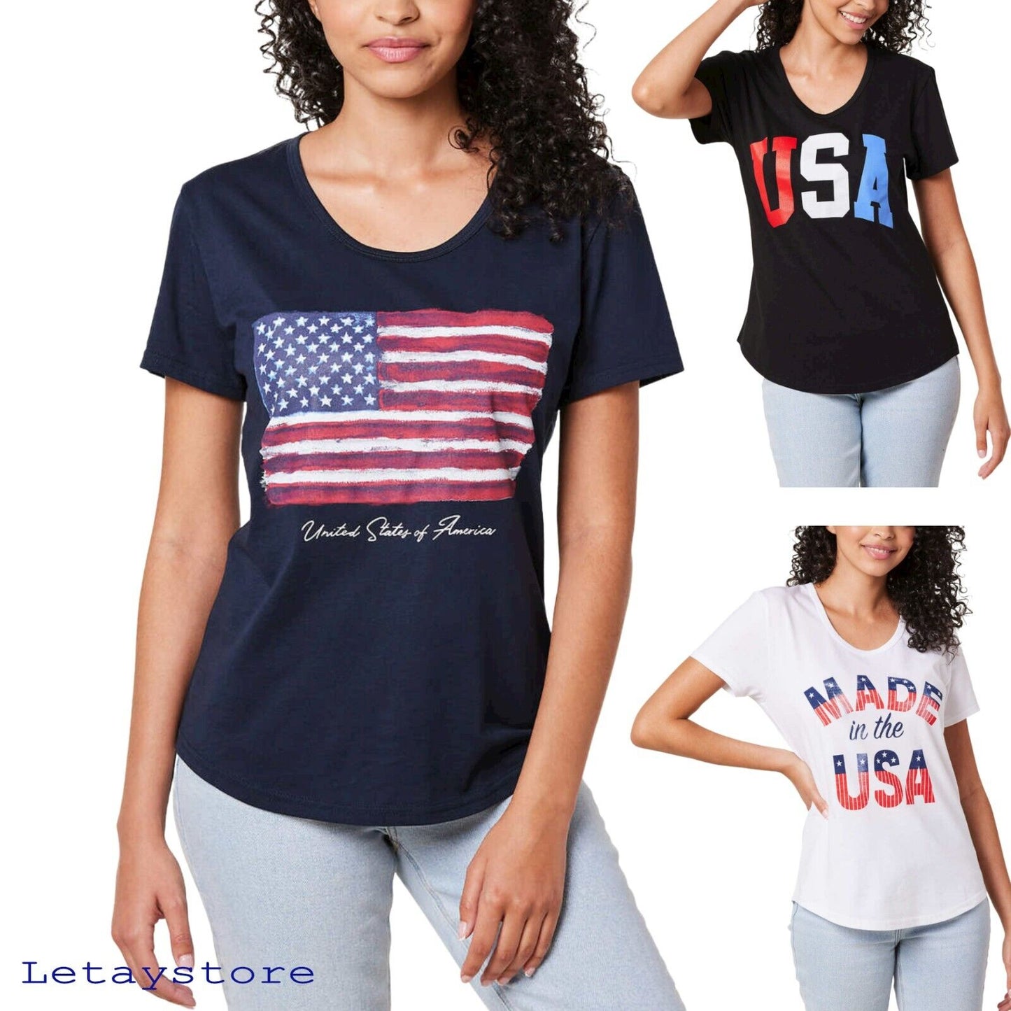 NWT General Standard USA Graphic Print TeeCotton Americana T-Shirt   L,XL,XXL