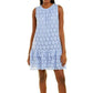 London Times Sleeveless Tiered Ruffle Hem Floral Lace Mini Dress