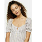 TOPSHOP Textured Stripe Puffed Sleeves Mini Dress