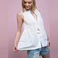 POL Women's Embroidered Eyelet Trim V-neck with Tassel Ties Blouse Tunic Top