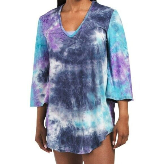 JORDAN TAYLOR Made In Usa Tie Dye 3/4 Sleeves Beach Cover-up