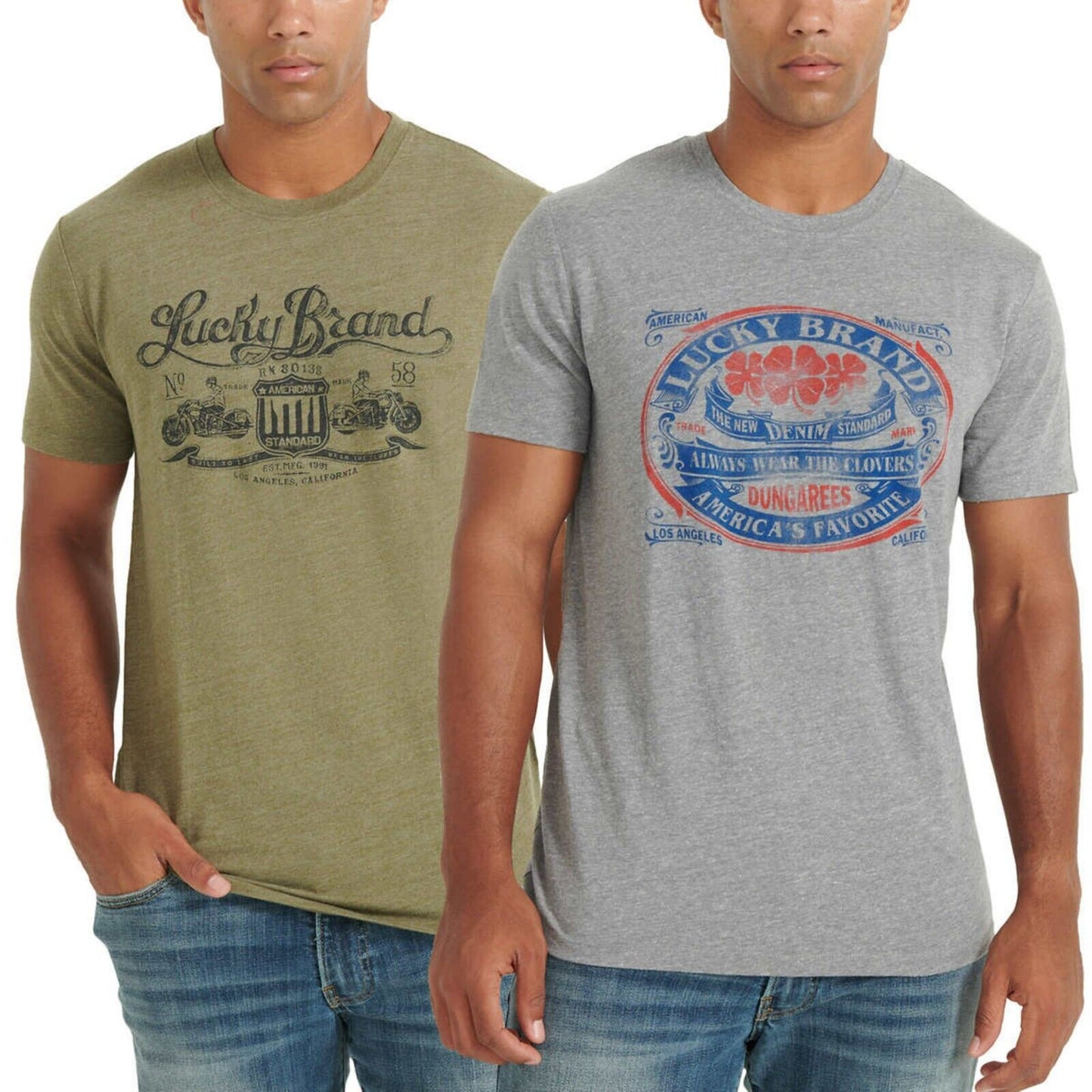 Lucky Brand 2-Pack T-Shirt Soft Cotton Logo Graphic Print Tee