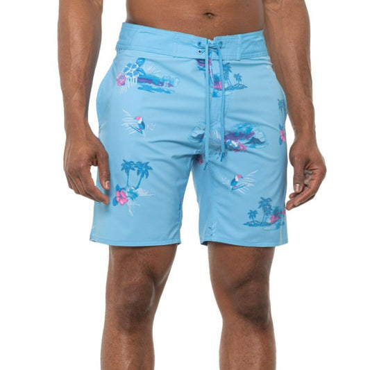 Burnside Men's Parrots Print Beach Swim Bottom Board Shorts