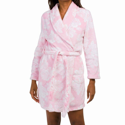 NOIRE JASMINE ROSE Women's Floral Print Ultra-Soft Plush Robe