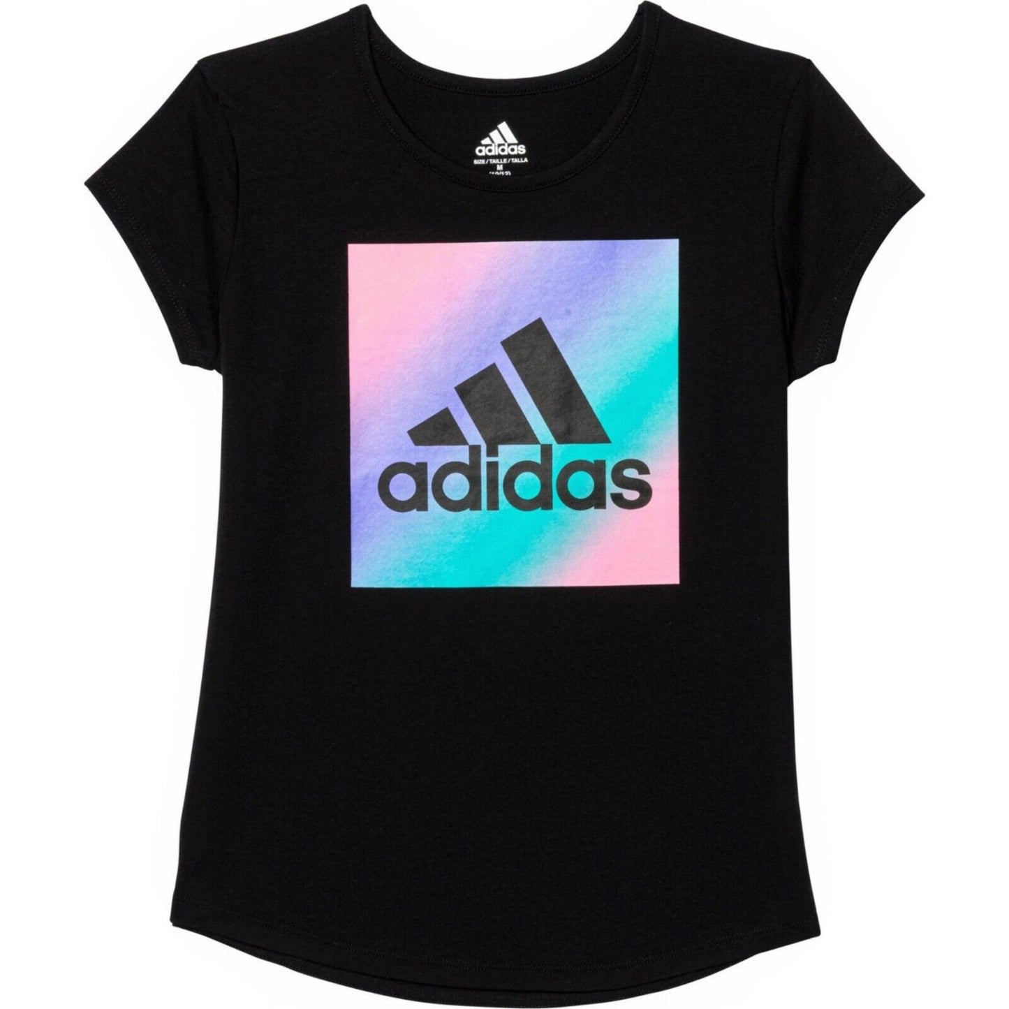 Adidas Big Girl's Rainbow Logo Graphic Pint Cotton Active T-Shirt  M, L