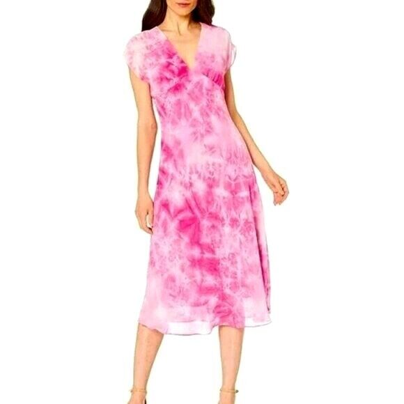 SAGE Kimono Tie Dye Print Flowy Summer Midi Dress