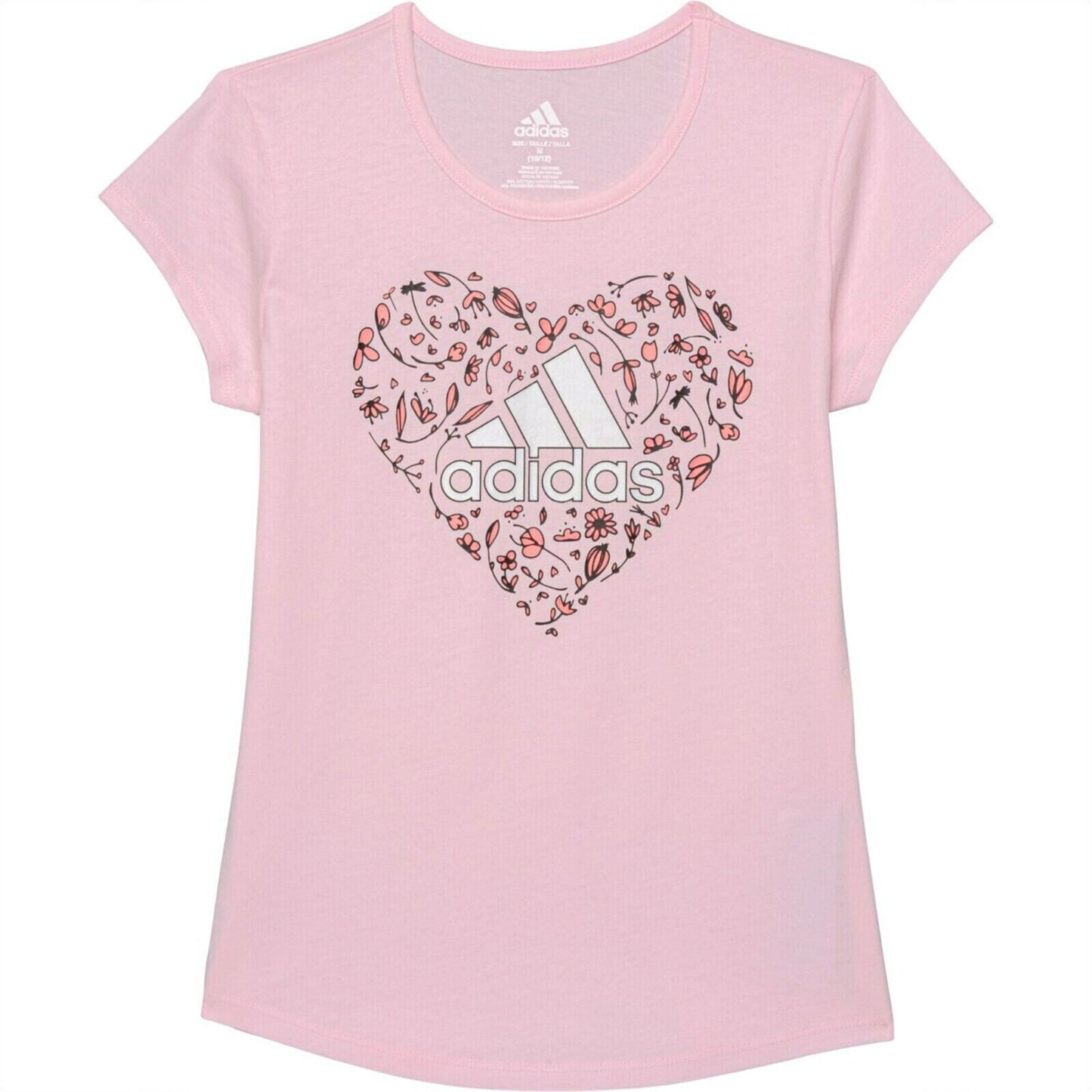 Adidas Big Girl's Pink Logo Graphic Pint Cotton Active T-Shirt