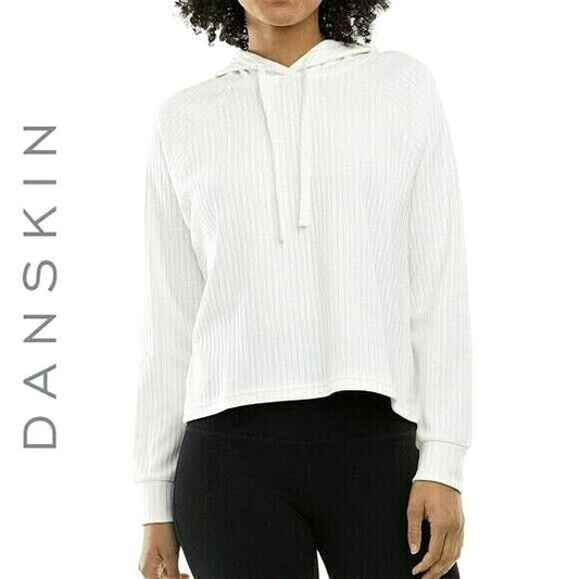 DANSKIN Textural Ribbed Cotton Sweatshirt Active Top Hoodie    Size: XL