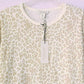 NWT RACHEL ZOE Leopard Print Super Soft Henley Top Sweatshirt  S,M