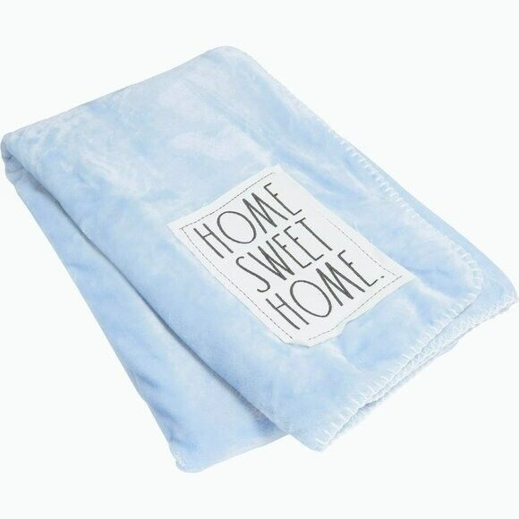 Rae Dunn “Home Sweet Home” Embroidered Super Soft Throw Blanket   50x60”