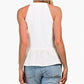 ADIVA Women's Floral Eyelet Peplum Hem Tassels Tie Cotton Tank Top