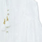 POL Women's Embroidered Eyelet Trim V-neck with Tassel Ties Blouse Tunic Top