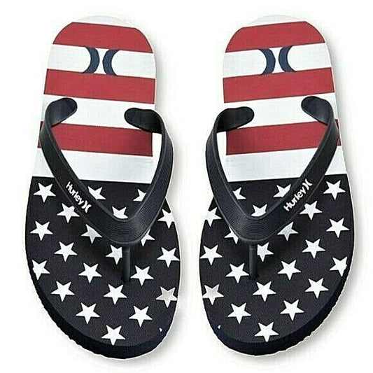 HURLEY Men's American Flag Print Thong Flip Flop Sandals