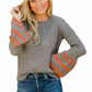 Jack By BB Dakota Women's Flare Stripe Sleeves Lightweight Knit Top Sweater