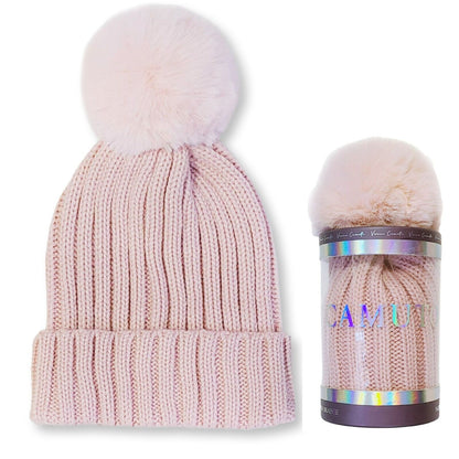 Vince Camuto Women's Faux Fur Pom Beanie Hat with Gift Box