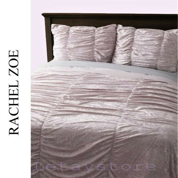 NWT RACHEL ZOE 3-Pc Soft Crushed Velvet Duvet Cover Full/Queen Set